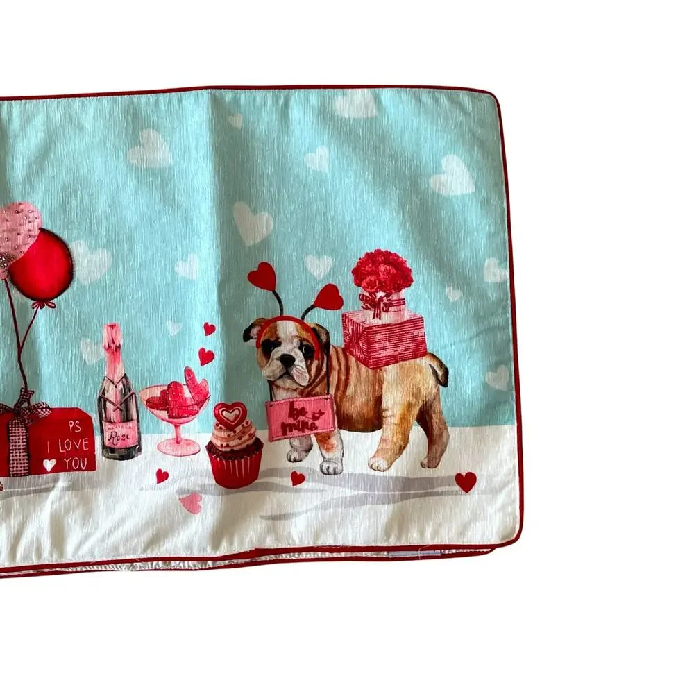 Nicole Miller Valentine's Day Table Runner 16x72 Sweet Treats Dog Party NEW